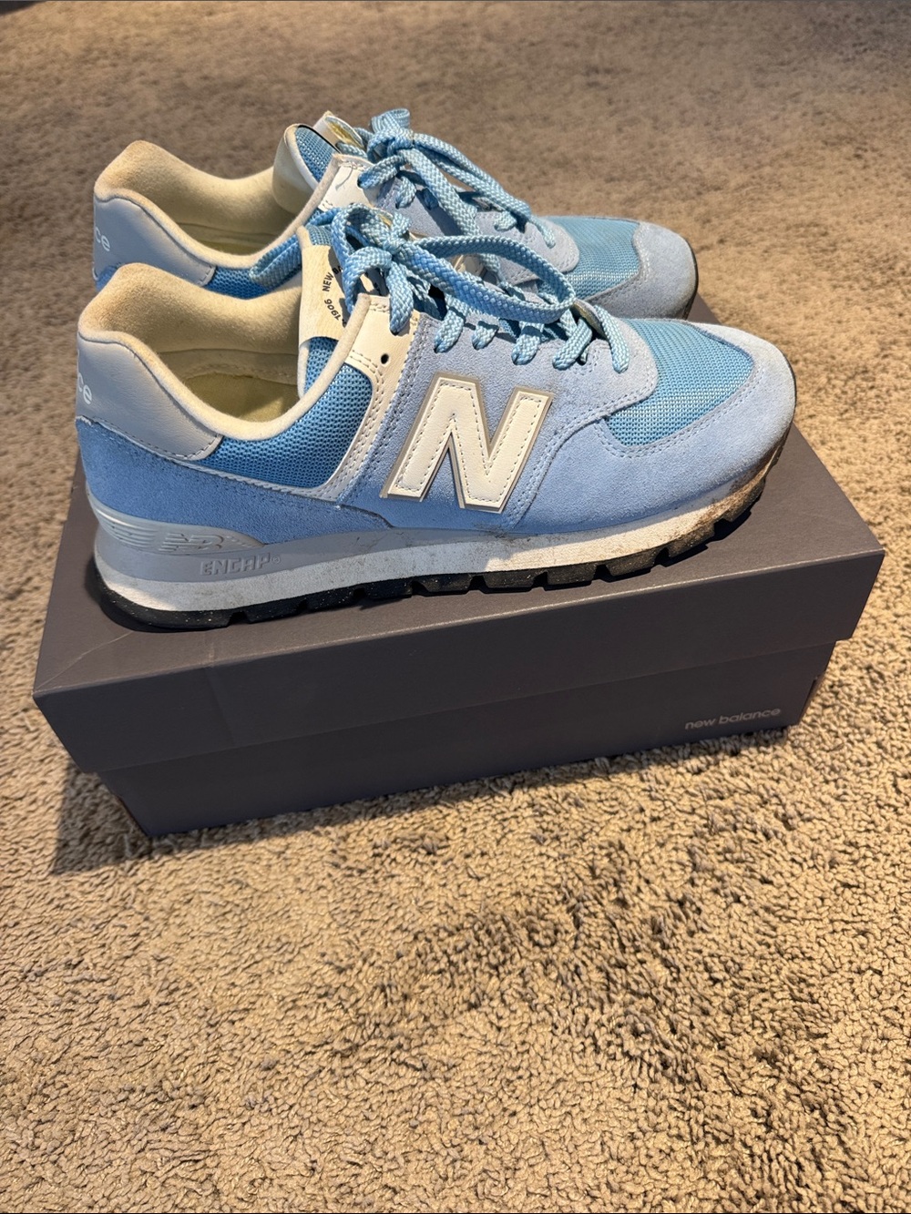 New Balance Adult Light Blue and White Sneakers ML574D2A